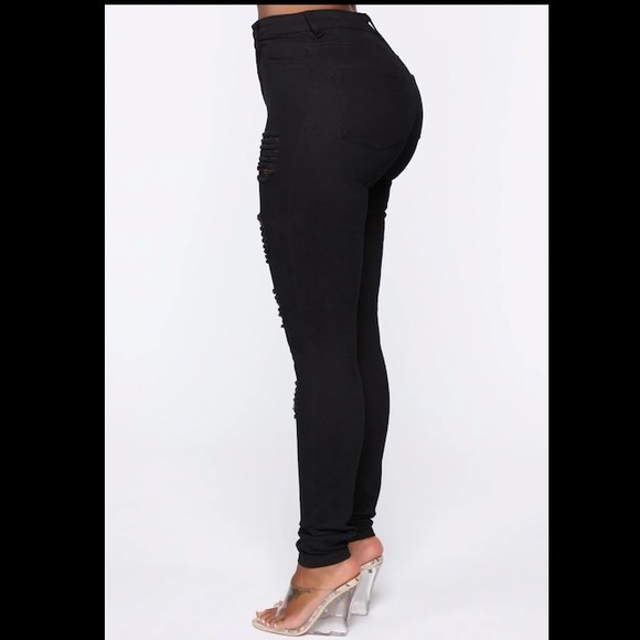 DISTRESSED BLACK JEANS - Picture 3 of 4